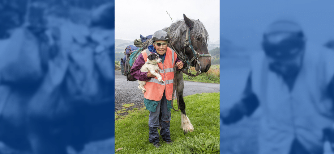 Jane Dotchin de 80 años, completa una travesía anual de más de 900 km con su caballo y su perro